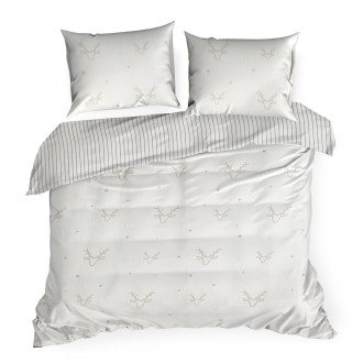 Vianočné obliečky 160x200 cm saténové, biele a béžové