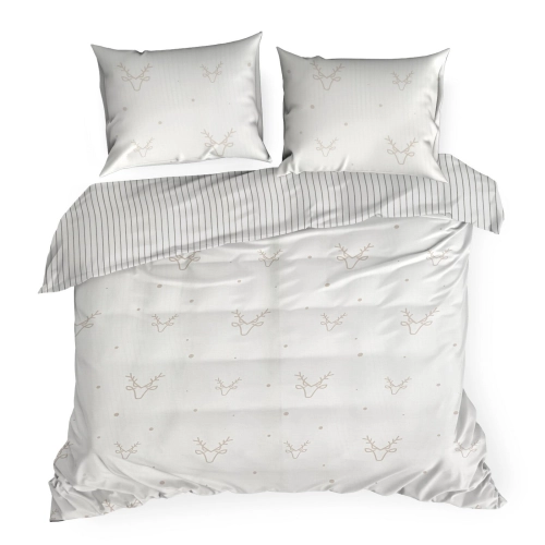 Vánoční povlečení 160x200 cm saténové, bílé a béžové