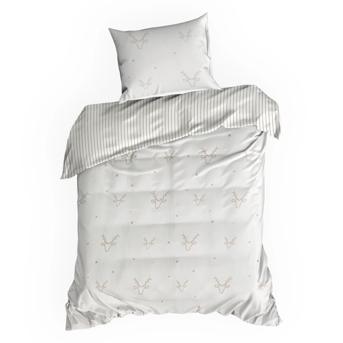 Vianočné obliečky 160x200 cm saténové, biele a béžové