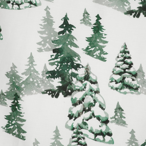 Vianočné obliečky 160x200 cm saténové, biele a tmavozelené