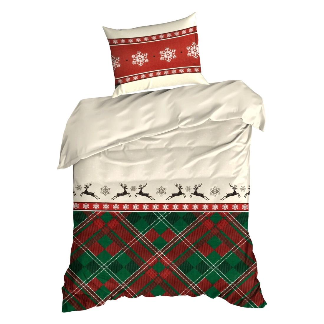 Vianočné obliečky 220x200 cm bavlna renforcé, kockované červené a zelené