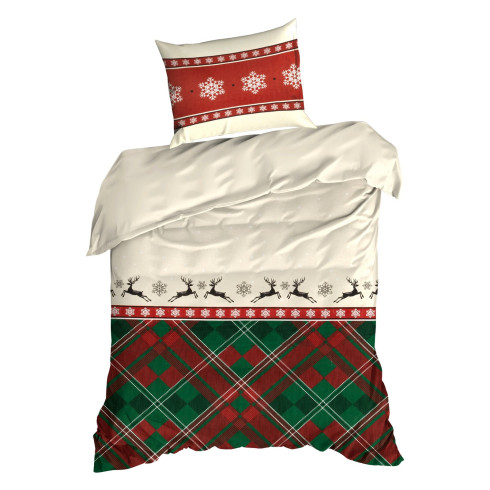 Vianočné obliečky 220x200 cm bavlna renforcé, kockované červené a zelené
