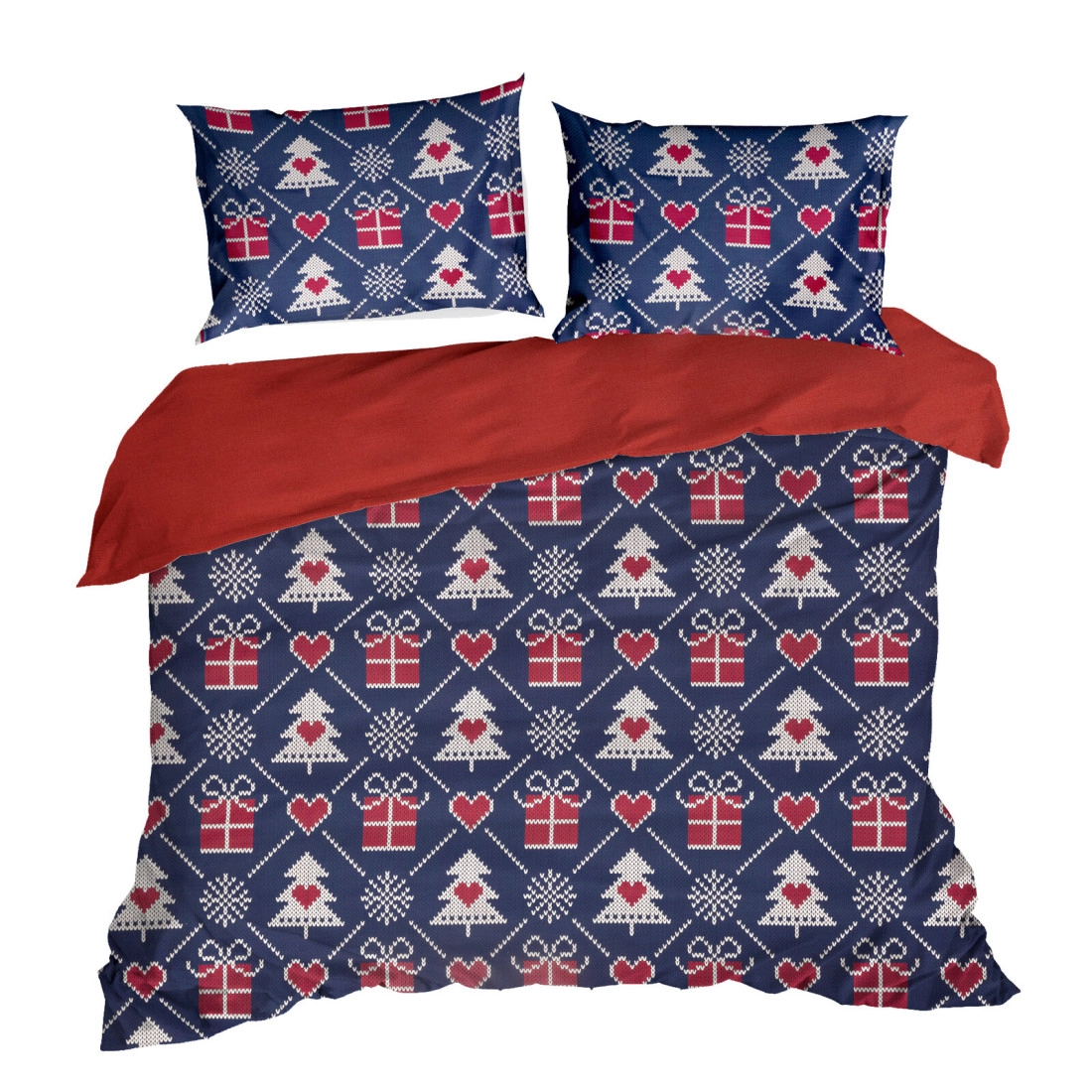 Vianočné obliečky 220x200 cm bavlna renforcé, modré a červené