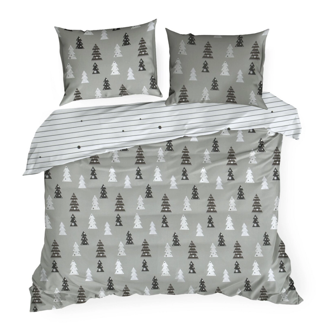 Vianočné obliečky 220x200 cm bavlnené flanelové, sivé a biele