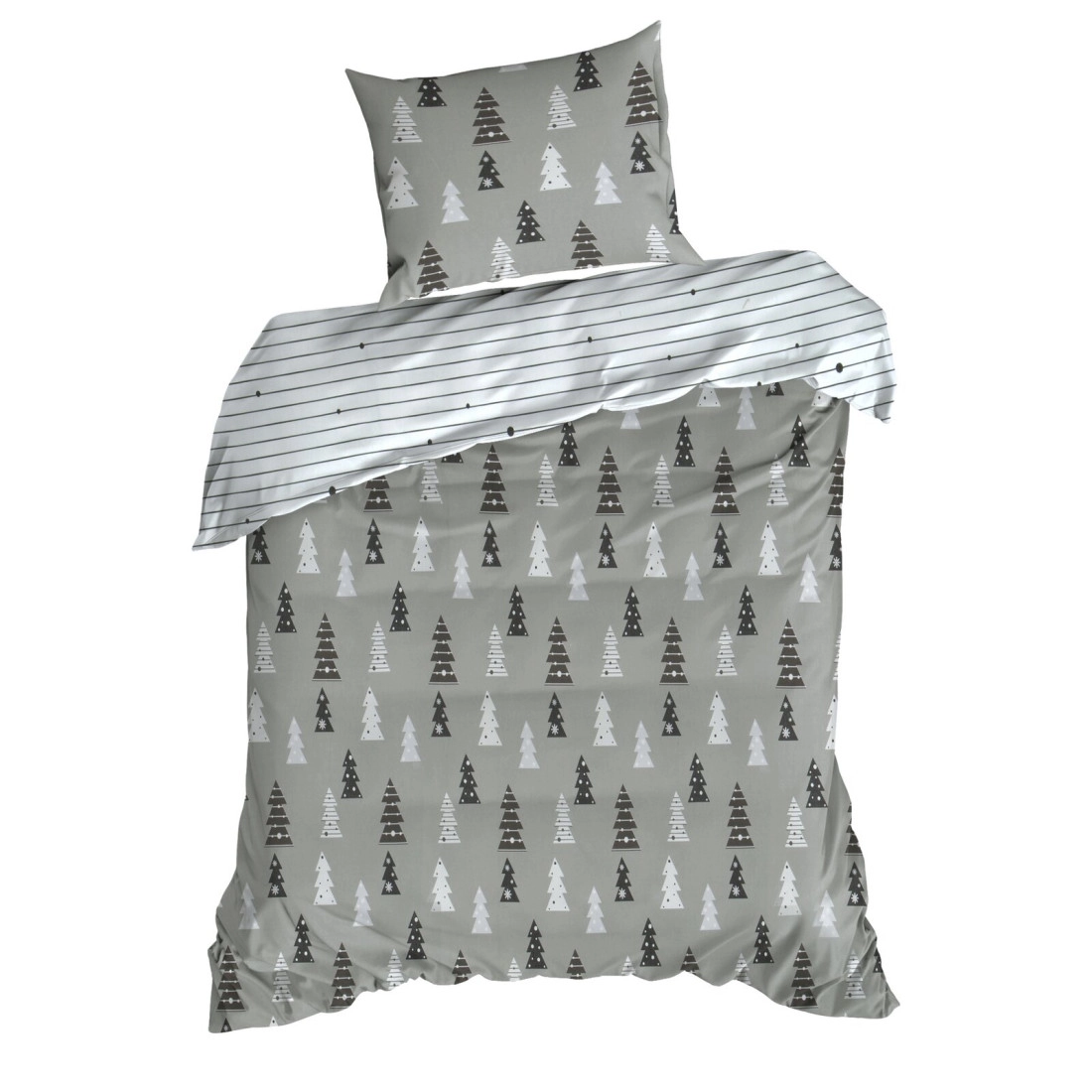 Vianočné obliečky 220x200 cm bavlnené flanelové, sivé a biele