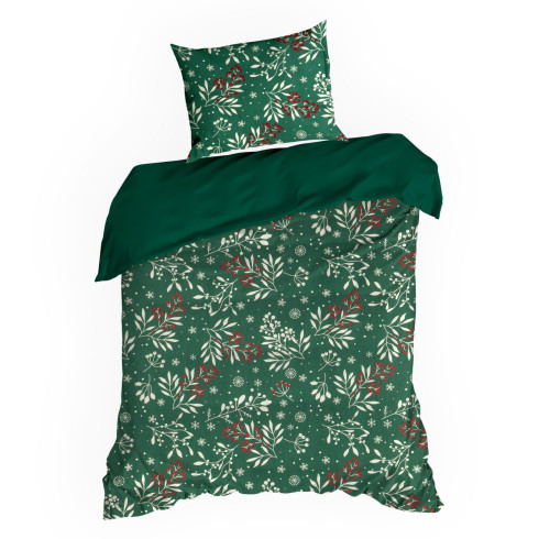 Vianočné obliečky 220x200 cm bavlnené, fľaškovo zelené a krémové