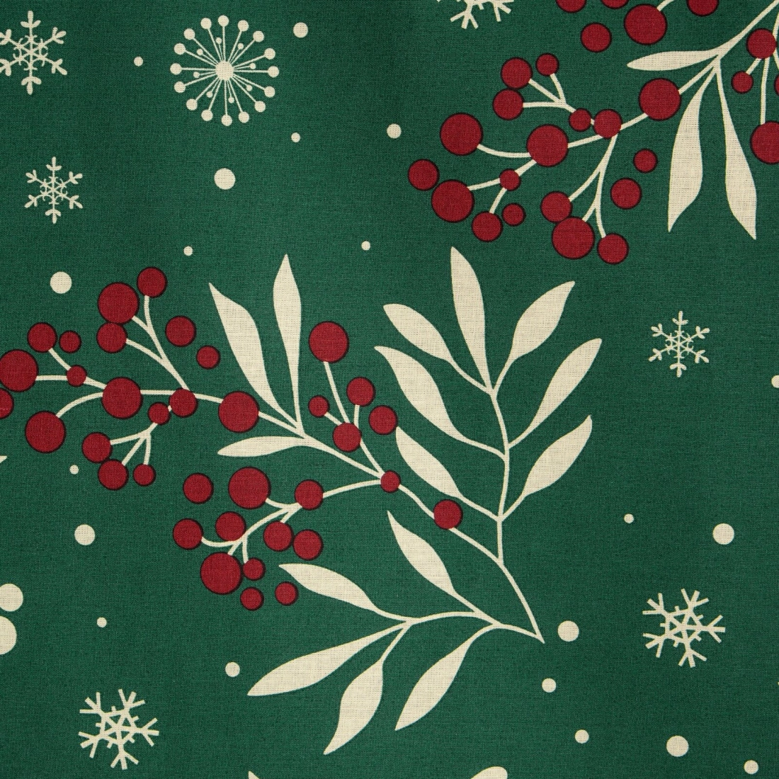 Vianočné obliečky 220x200 cm bavlnené, fľaškovo zelené a krémové