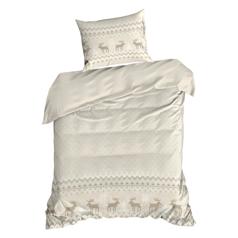 Vianočné obliečky 220x200 cm bavlnené renforcé, béžové a biele