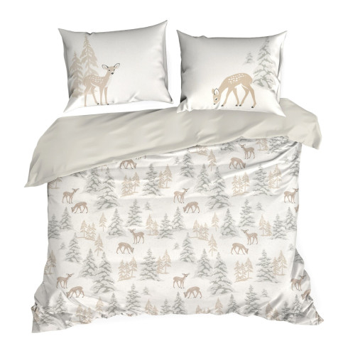 Vianočné obliečky 220x200 cm bavlnené renforcé, biele a béžové