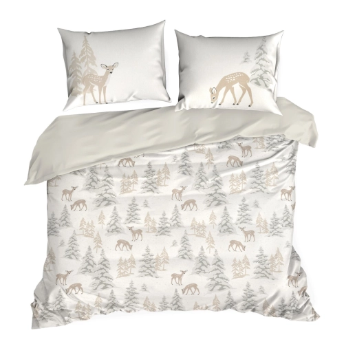 Vánoční povlečení 220x200 cm bavlněné renforcé, bílé a béžové