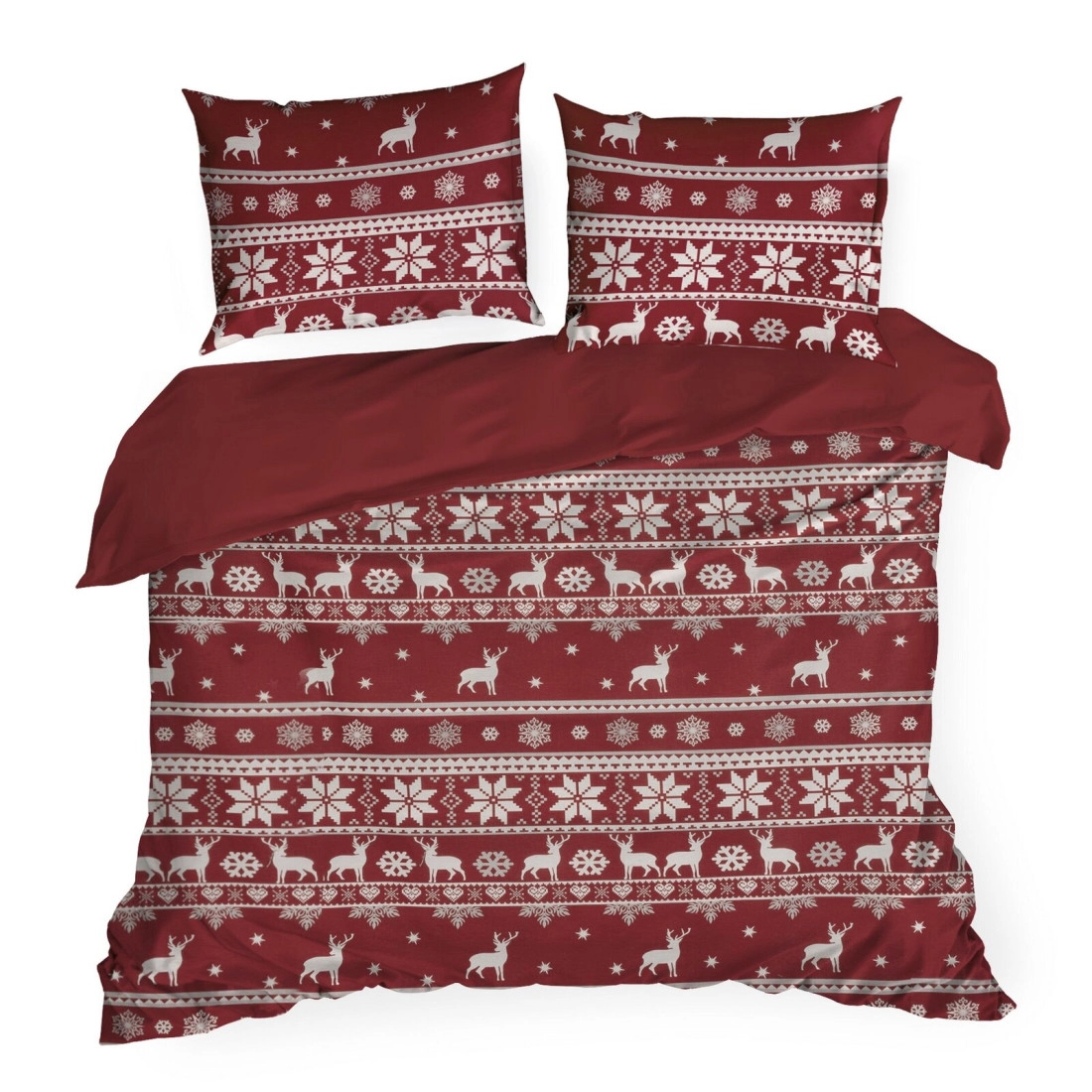 Vianočné obliečky 220x200 cm bavlnené renforcé, červené a biele