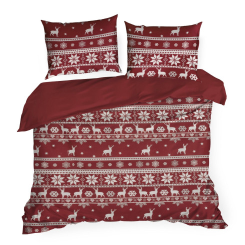 Vianočné obliečky 220x200 cm bavlnené renforcé, červené a biele