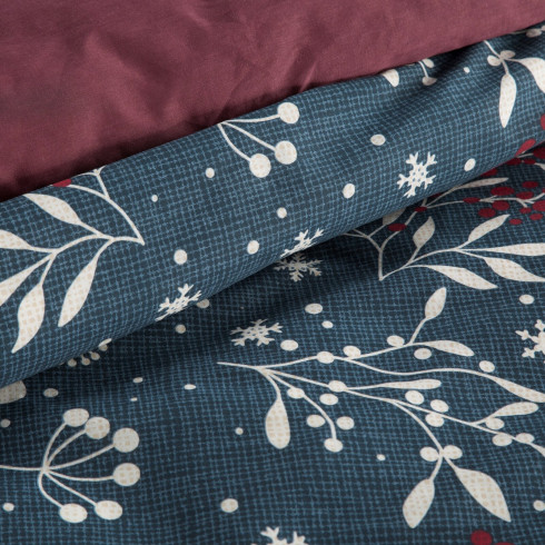 Vianočné obliečky 220x200 cm bavlnené renforcé, tmavomodré a červené