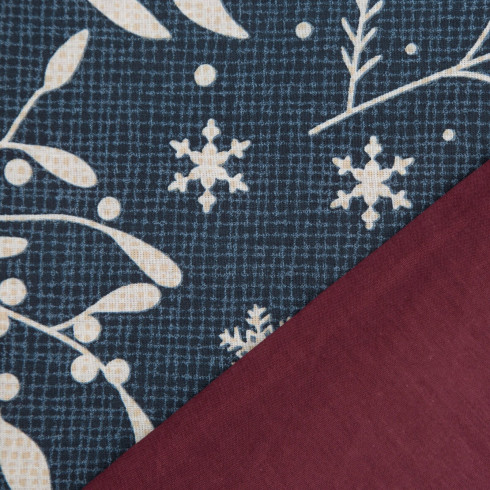 Vianočné obliečky 220x200 cm bavlnené renforcé, tmavomodré a červené