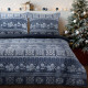 Vianočné obliečky 220x200 cm flanelové, tmavomodré a biele
