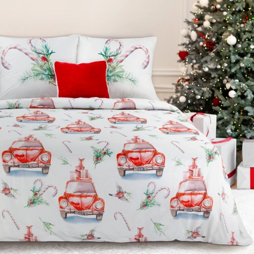 Vianočné obliečky 220x200 cm mikrovláknové, biele a červené
