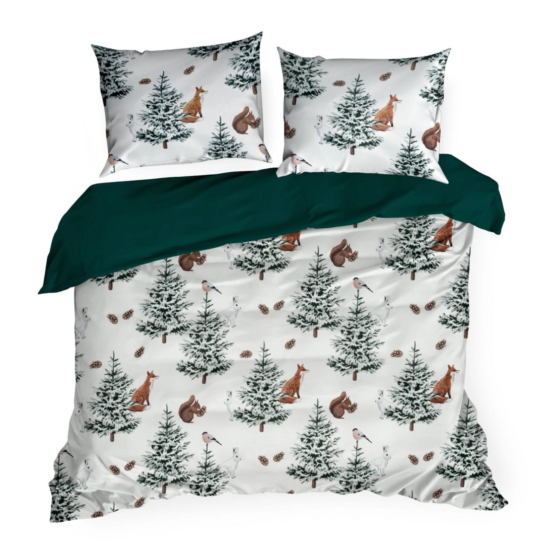 Vianočné obliečky 220x200 cm mikrovláknové, biele a zelené