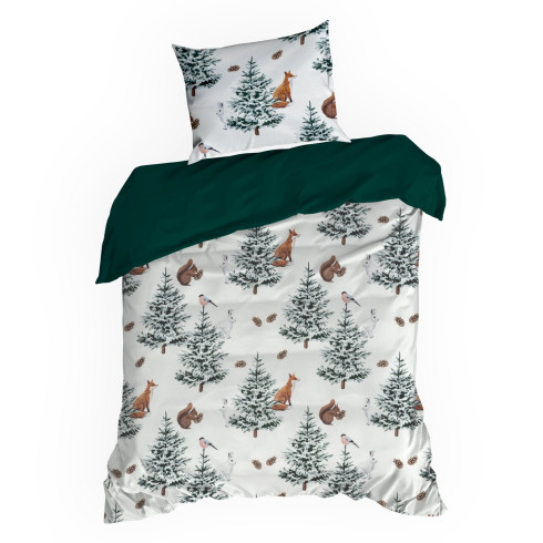 Vianočné obliečky 220x200 cm mikrovláknové, biele a zelené