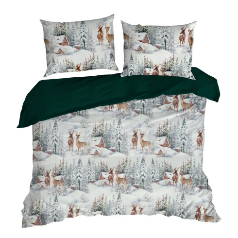 Vianočné obliečky 220x200 cm mikrovláknové, biele a zelené