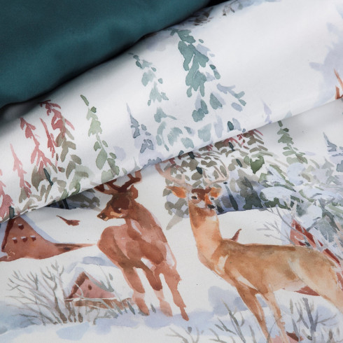 Vianočné obliečky 220x200 cm mikrovláknové, biele a zelené