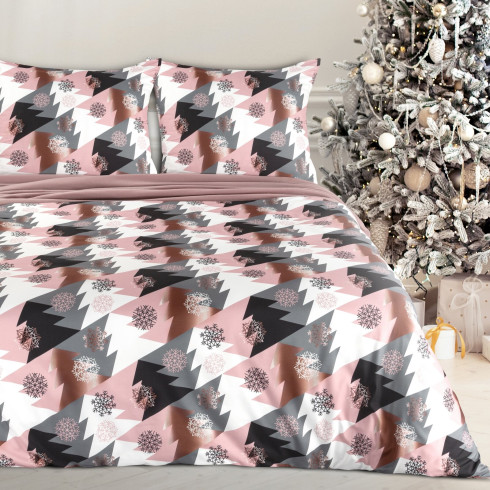 Vianočné obliečky 220x200 cm mikrovláknové, ružové a čierne