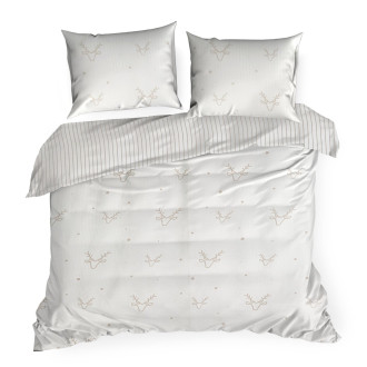 Vianočné obliečky 220x200 cm saténová bavlna, biele a béžové