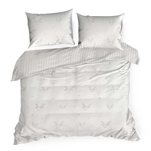 Vianočné obliečky 220x200 cm saténová bavlna, biele a béžové