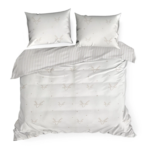 Vánoční povlečení 220x200 cm saténová bavlna, bílé a béžové