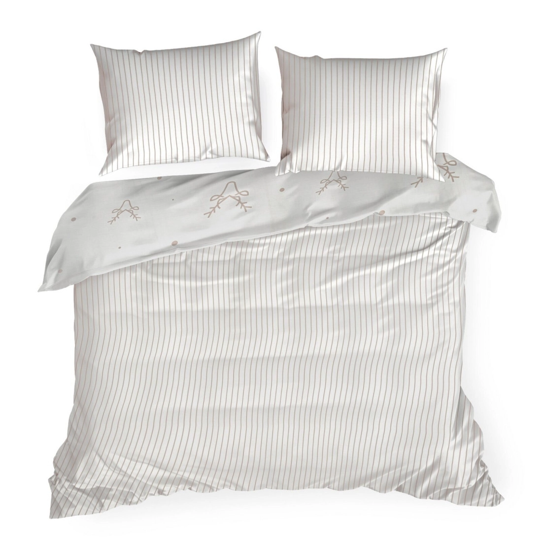 Vianočné obliečky 220x200 cm saténová bavlna, biele a béžové