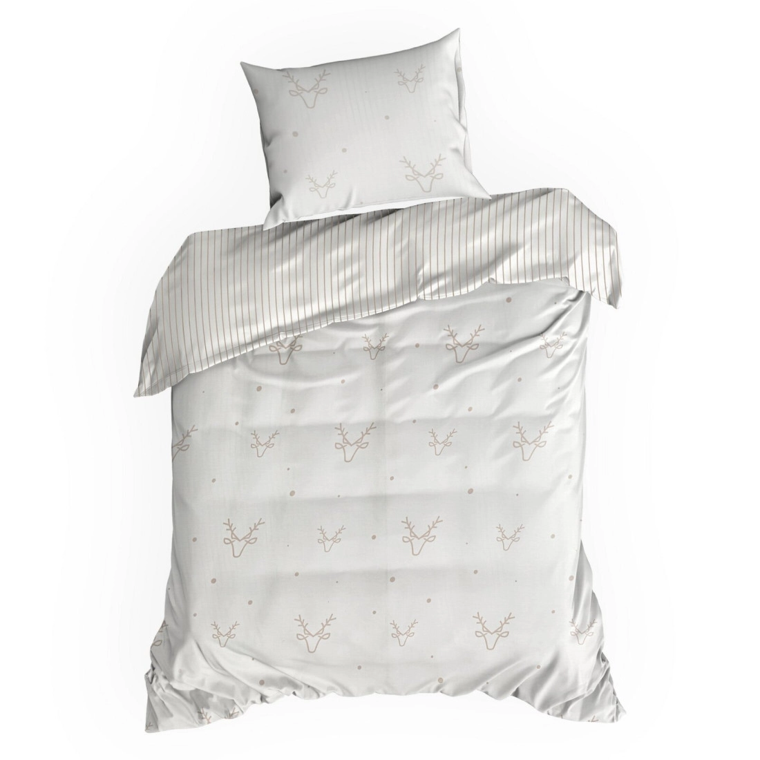 Vianočné obliečky 220x200 cm saténová bavlna, biele a béžové