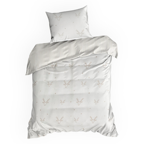 Vianočné obliečky 220x200 cm saténová bavlna, biele a béžové