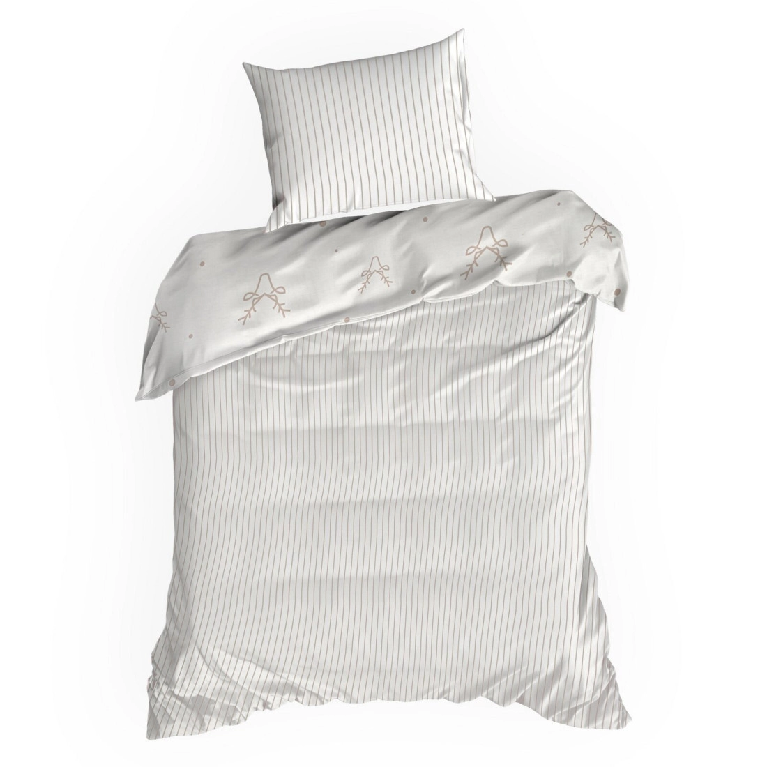 Vianočné obliečky 220x200 cm saténová bavlna, biele a béžové