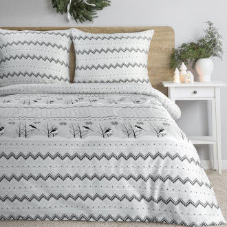 Vianočné obliečky 220x200 cm saténová bavlna, biele a oceľové