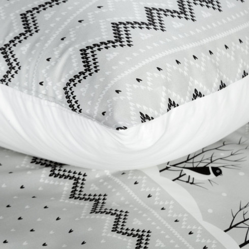 Vianočné obliečky 220x200 cm saténová bavlna, biele a oceľové