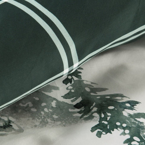 Vianočné obliečky 220x200 cm saténová bavlna, biele a tmavozelené