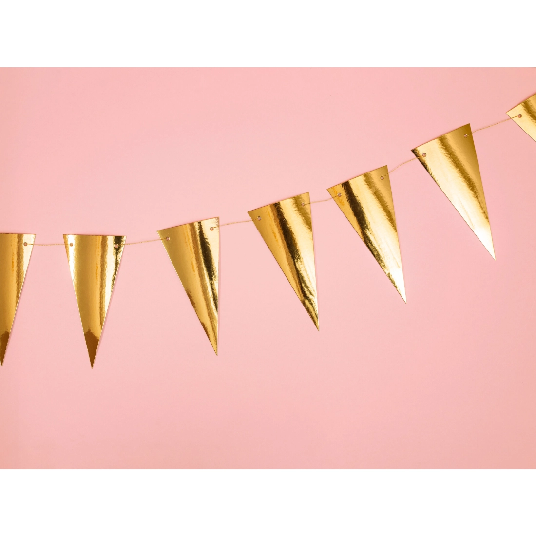 Viseča zlata zrcalna girlanda, 2,15 m, 14 zastavic – DIY dekoracija