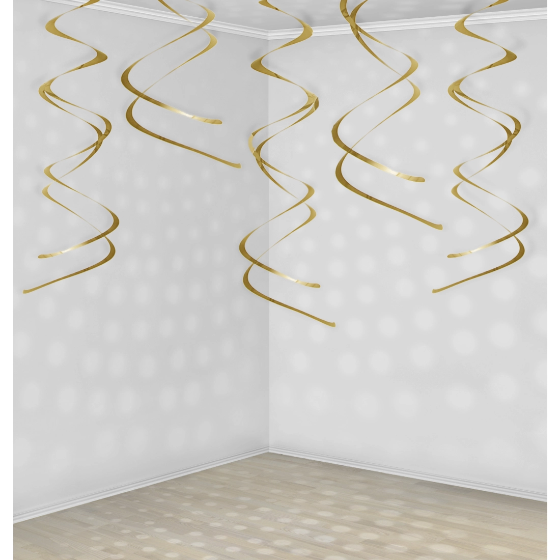 Viseče zlate spirale 60 cm – 5 kosov dekoracij za zabavo