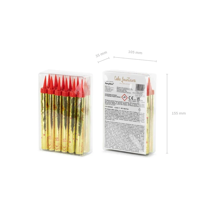 Zlata tortna fontana z vzorcem zvezd, 12 cm, set 12 kos