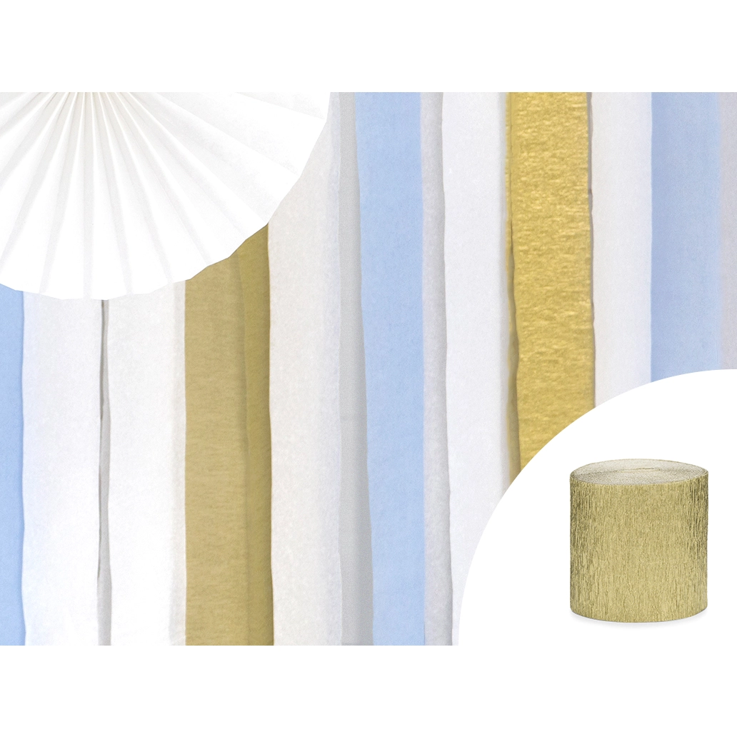 Zlata krepasta girlanda za zabavo, 5 cm x 10 m, 4 kosi v pakiranju