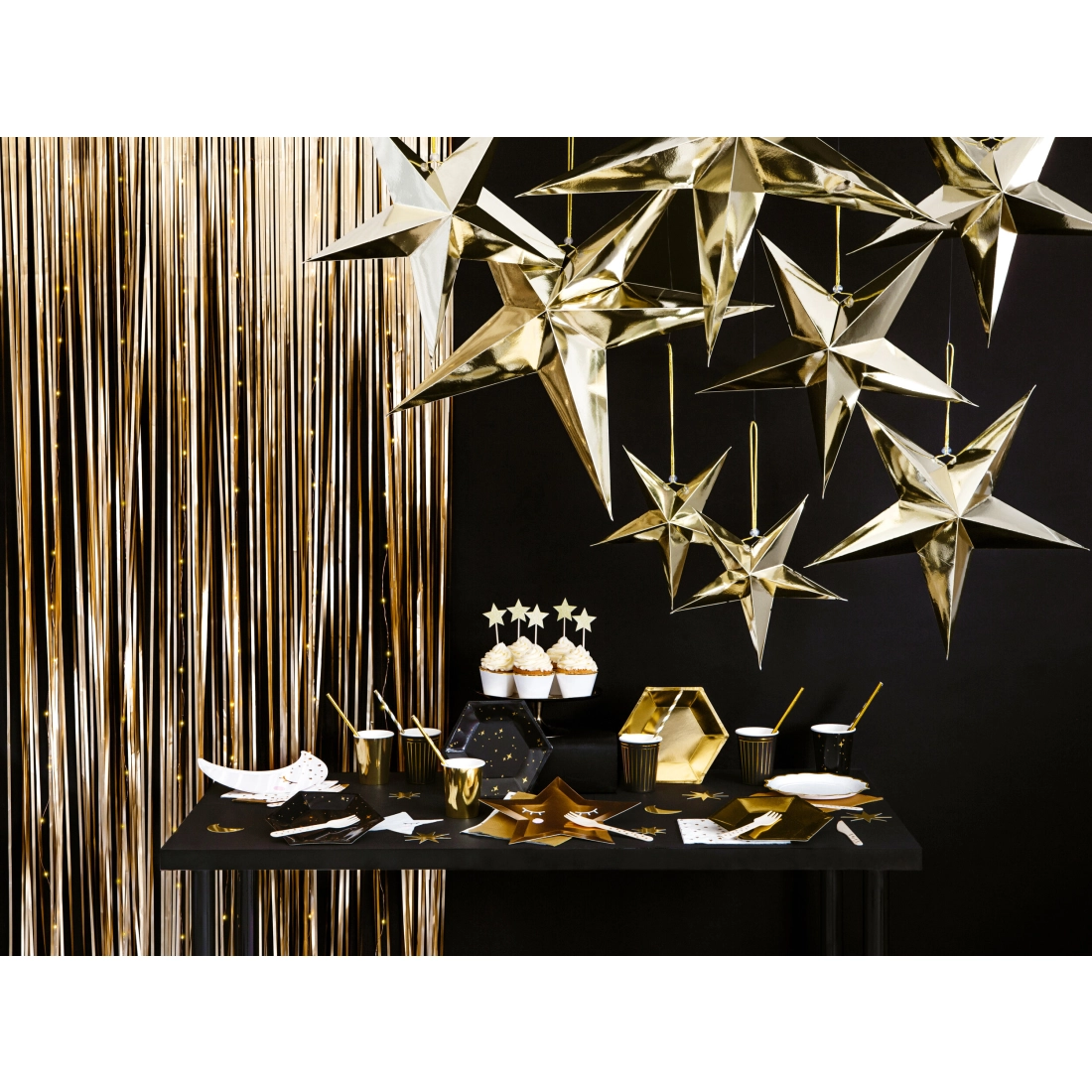 Draperie metalizată aurie pentru petrecere 90x250 cm – perdea decorativă pentru evenimente