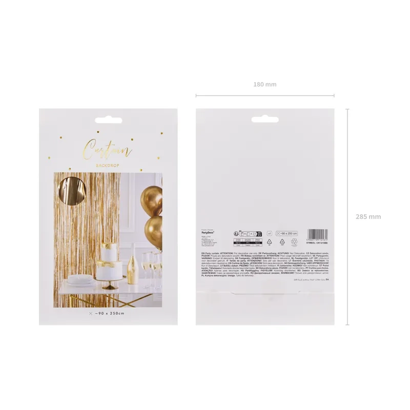 Draperie metalizată aurie pentru petrecere 90x250 cm – perdea decorativă pentru evenimente