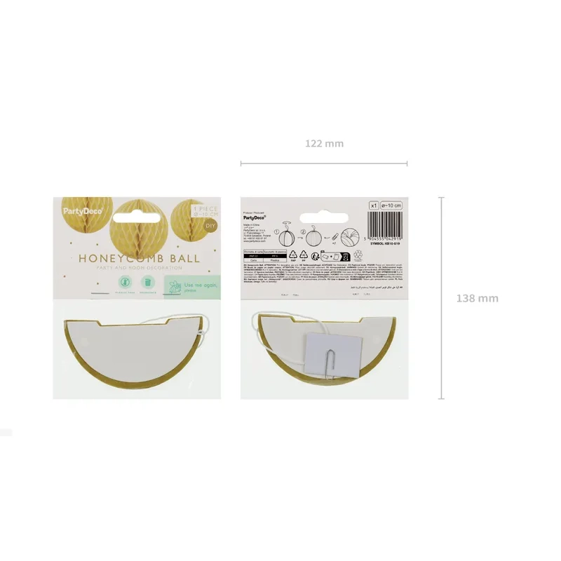 Zlata papirnata dekorativna krogla 10 cm – za večkratno uporabo