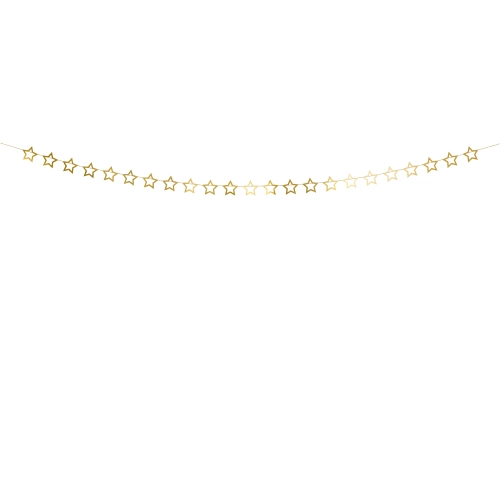 Arany papír girland csillagokkal 3 m – dekorációs füzér ünnepségekre
