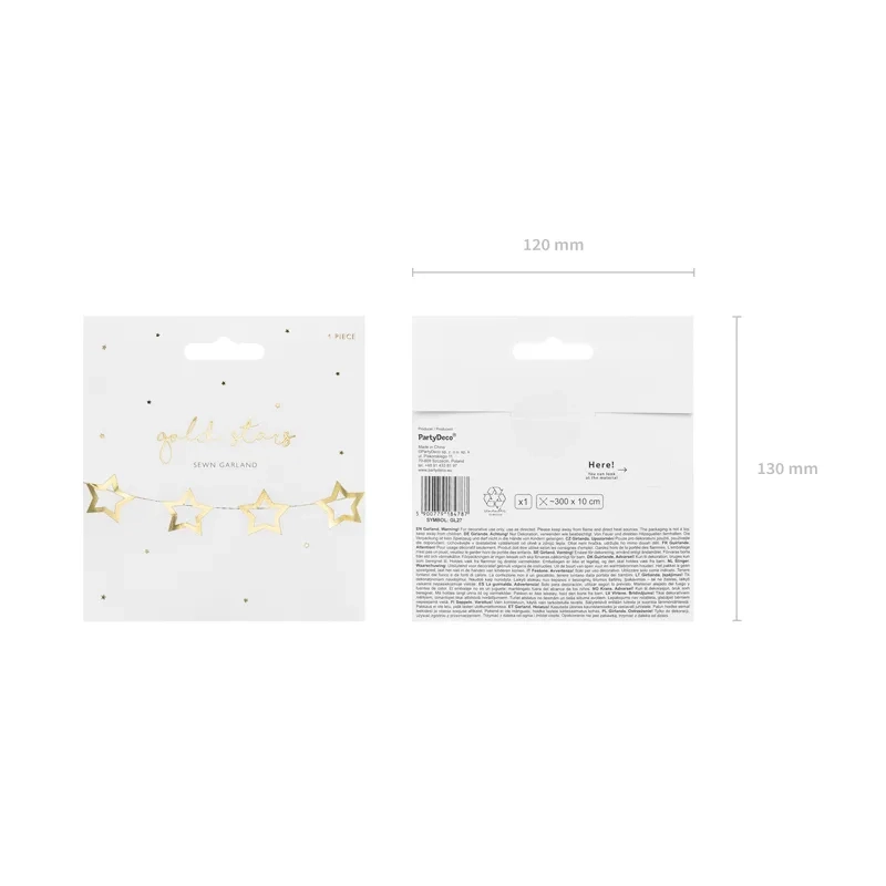 Zlata papirnata girlanda z zvezd 3 m – dekorativna veriga za zabave