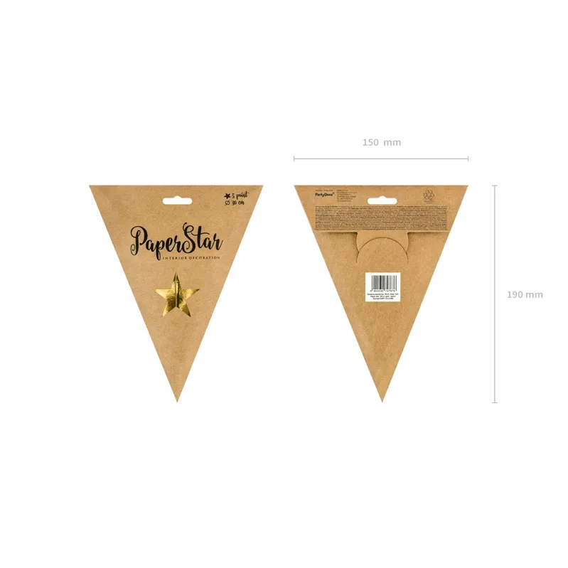 Zlata papirnata zvezda 30 cm – zrcalni papir, DIY dekoracija