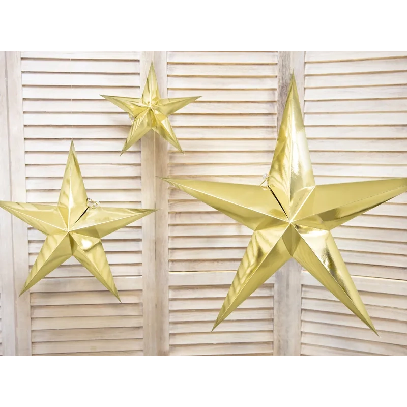 Zlata papirnata zvezda 70 cm – dekorativen zložljiv okras za obešanje