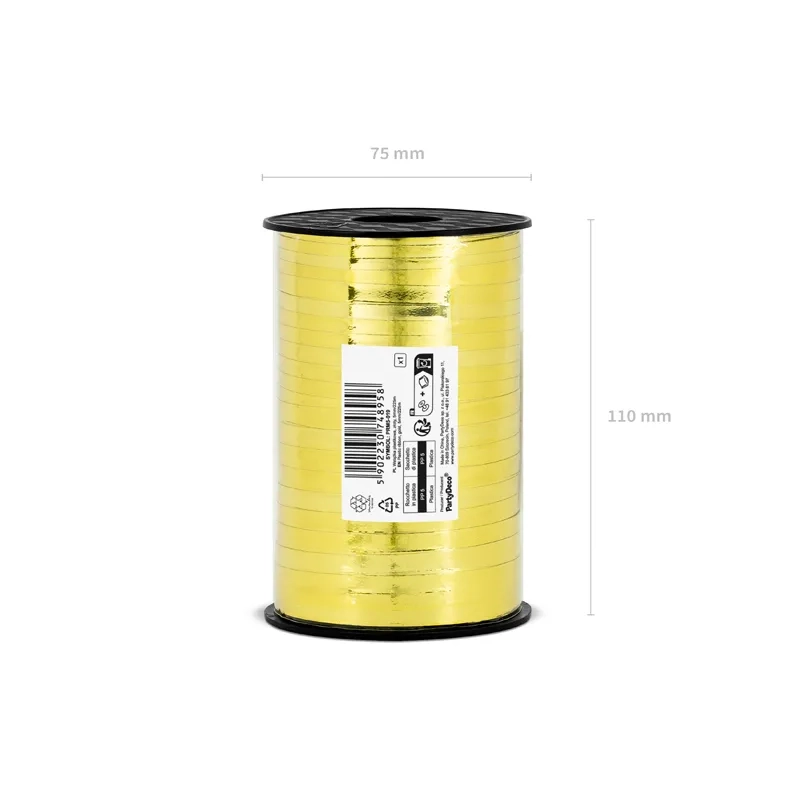 Zlati plastični trak za pakiranje in dekoracijo, 5 mm x 225 m