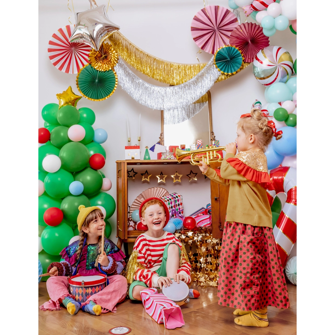 Zlata resasta girlanda za zabavo, 135 cm x 20 cm