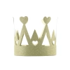Zlata bleščeča papirnata krona Sweet Love s srčki, 10 cm