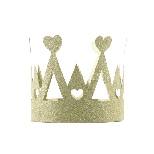 Coroncina di carta glitterata dorata Sweet Love con cuoricini, 10 cm